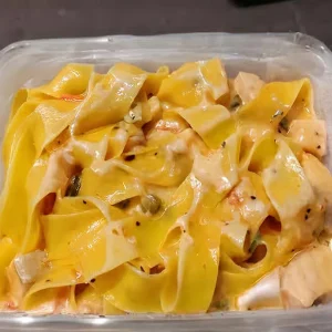 Salmon with Pappardelle